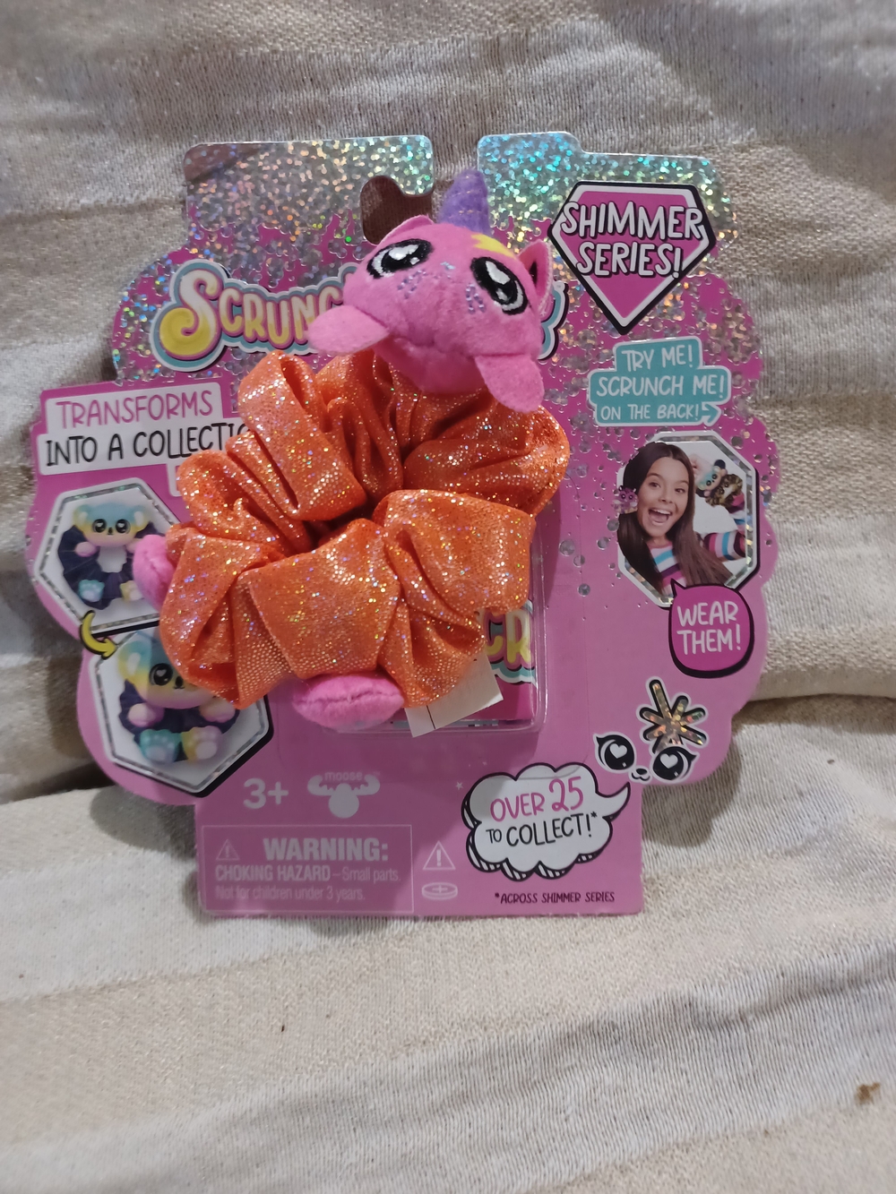 Shimmer Series Pink Unicorn Scrunchie - Sparkling Orange Hair Accessory